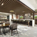 Bar and dining room at Cabot Park Village independent living community in Newtonville, Massachusetts
