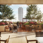Outdoor terrace at The Rekai Centre at Cherry Place long-term care community in Toronto, Canada